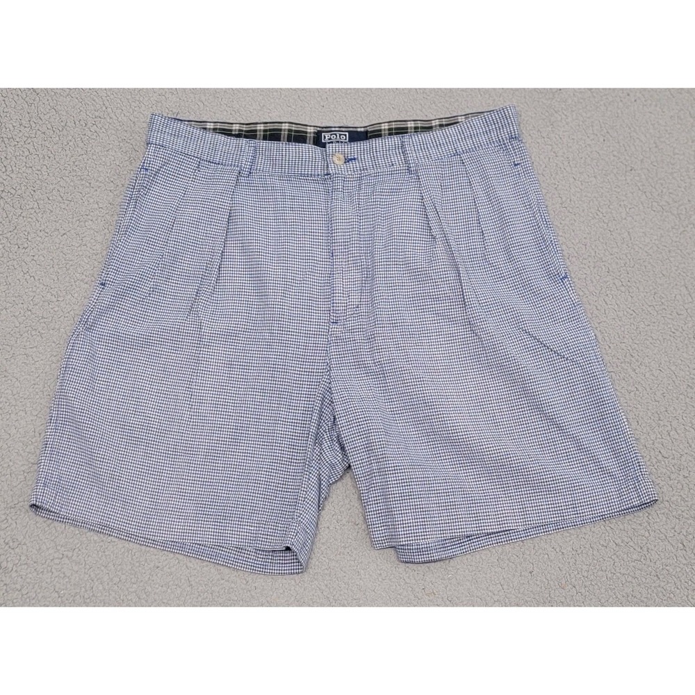 Polo Ralph Lauren Shorts Mens 36 (Fits 34) Classic Golf Blue Houndstooth Crest - Picture 3 of 11